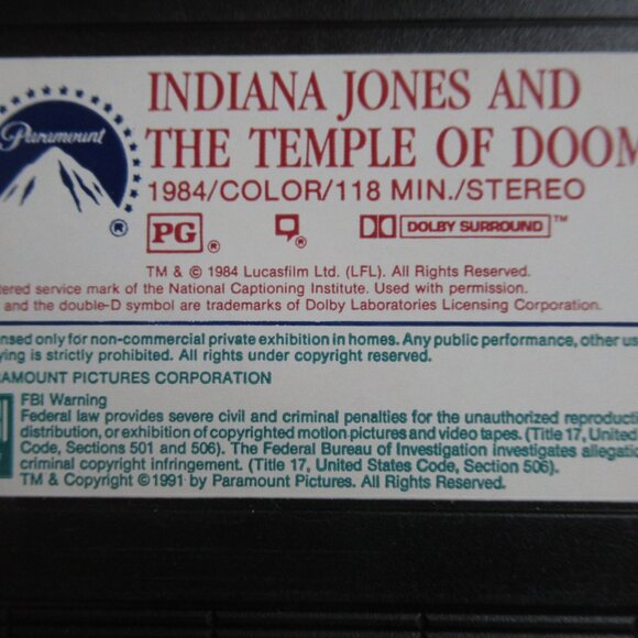 Raiders Of The Lost Ark 1981 and Temple of Doom 1984 VHS - Picture 2 of 7